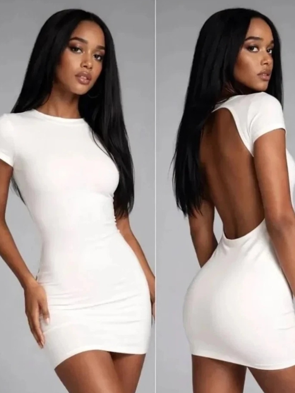 Reformation White Backless Bodycon Mini Dress